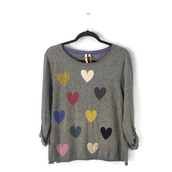 White Stuff Sweaters - WHITE STUFF Lots of Love Jumper Hearts NEW £55 UK Size 10 Roll Tab Sleeves